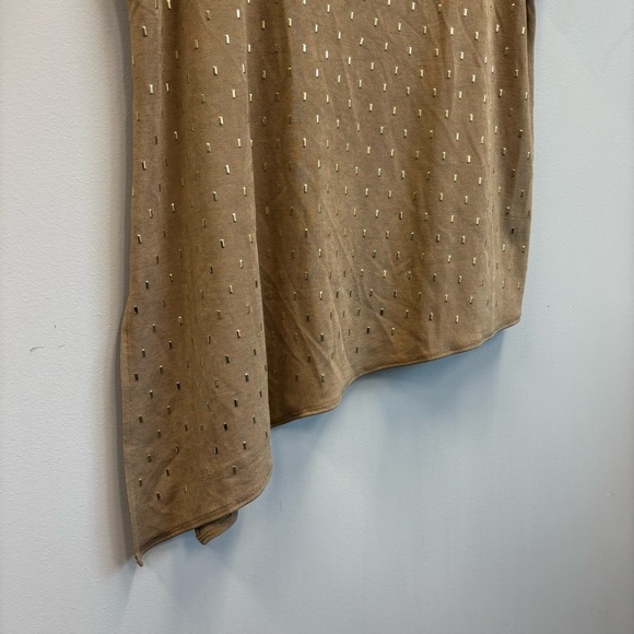 Chico's 3 (XL) Sierra Top Studded Tunic Beige Short Sleeve Asymmetrical - Picture 7 of 11